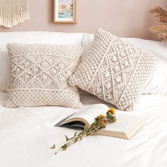 ⬇️ 2pcs Macrame Cushion Woven Boho Pillow Case